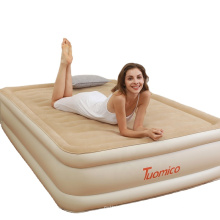 Colchão SUNGOOLE com bomba embutida, colchão inflável queen-size Blow Up Air Bed Colchão duplo elevado para camping, caminhada